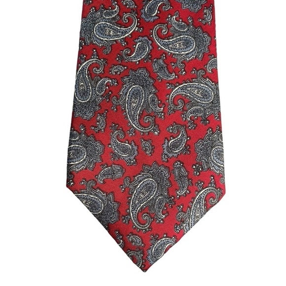 CHRISTIAN DIOR 90s Vintage Paisley Silk Pattern Tie Made in U.S.A. - Picture 4 of 7